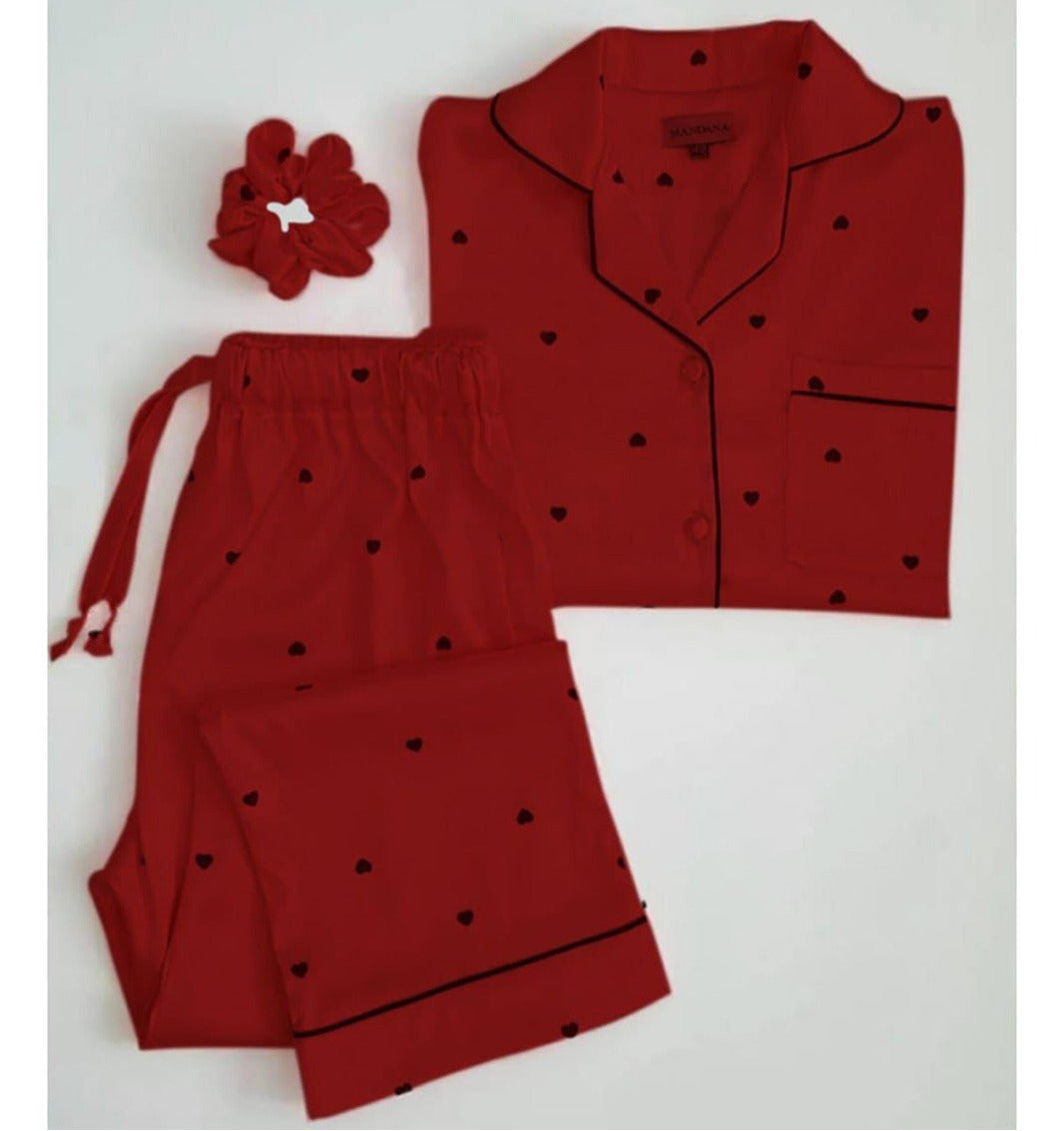 Heart Print Night Suits For Girls