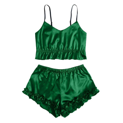 FRILL TRIM TUBE TOP & SHORTS SET