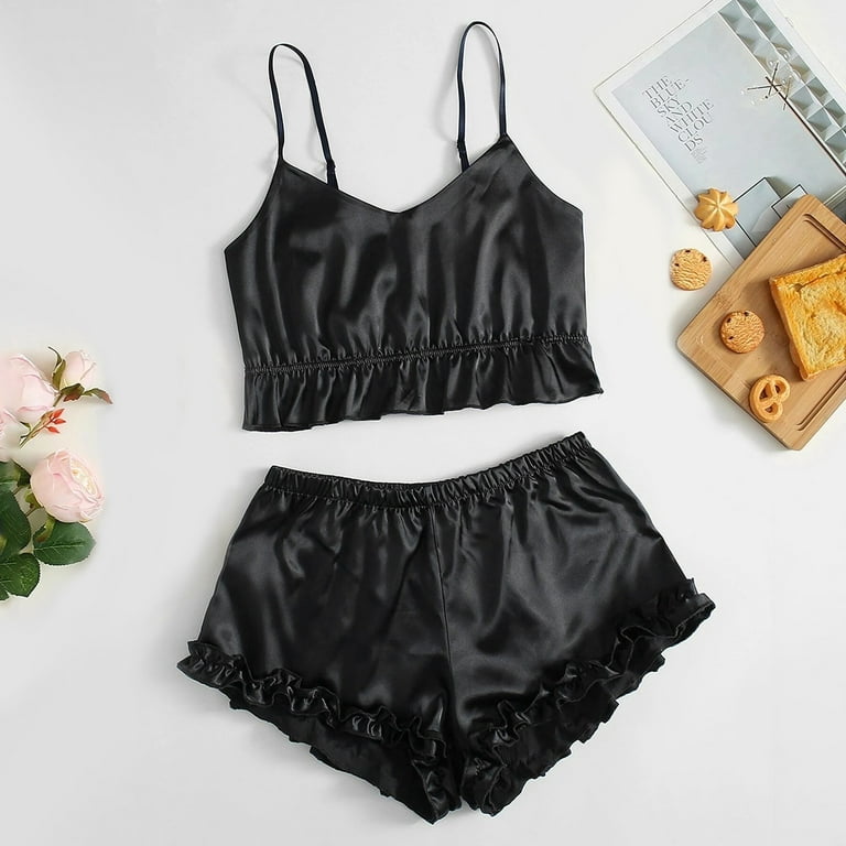 FRILL TRIM TUBE TOP & SHORTS SET